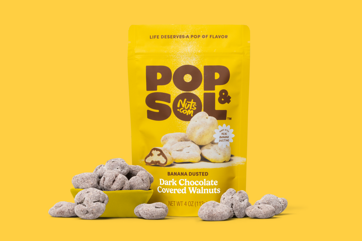 Banana Dusted Dark Chocolate Covered Walnuts